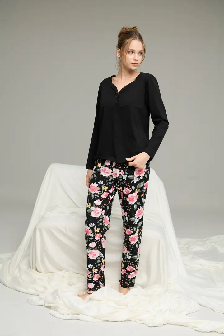Desenli Örme Pamuklu Pijama Takım25240251