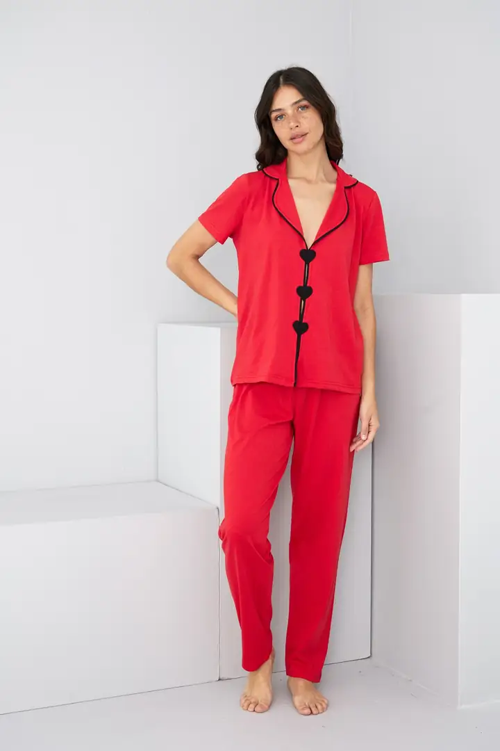 Biye Detaylı Örme Pijama Takım 7891