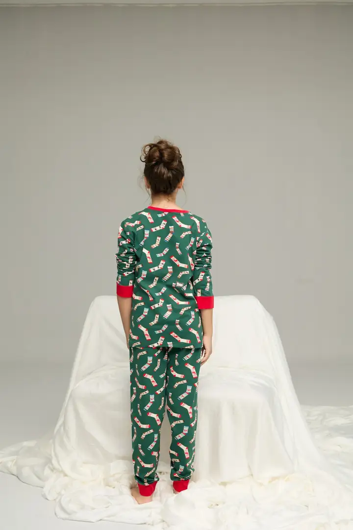 Pamuklu Bisiklet Yaka Örme Pijama Takım 25241133