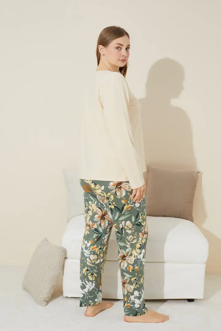 Pamuklu Curve Büyük Beden Battal Boy Örme Pijama Takım 24240631