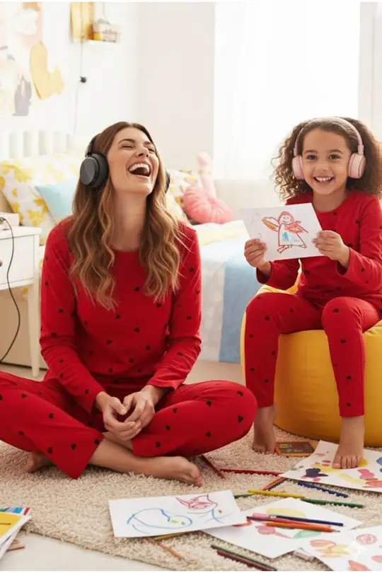 Pamuklu Pijama Takımı 7613 - Kırmızı
