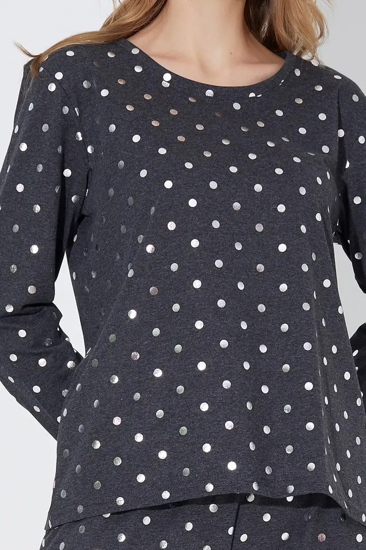 Puan Desenli Örme Pijama Takım 7792