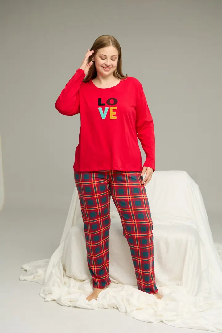 Curve Büyük Beden Battal Boy Pamuklu Pijama Takım25240814
