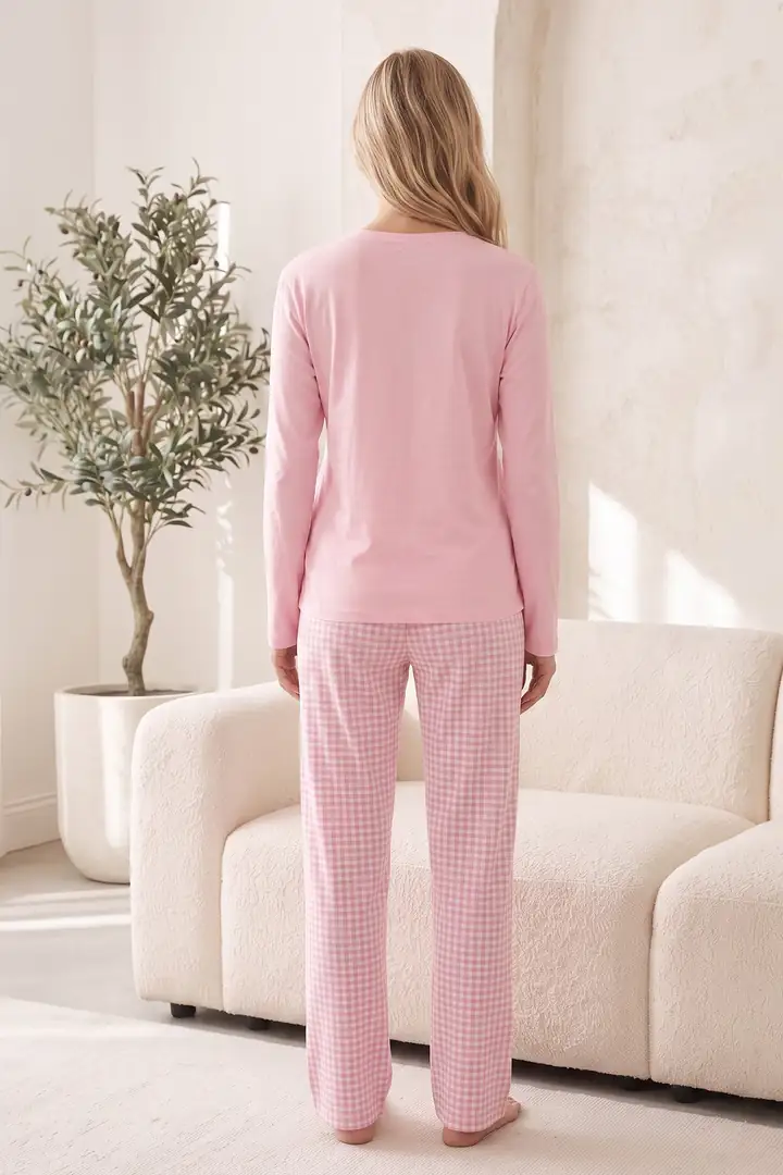 Pamuklu Likralı Örme Pijama Takım26241161