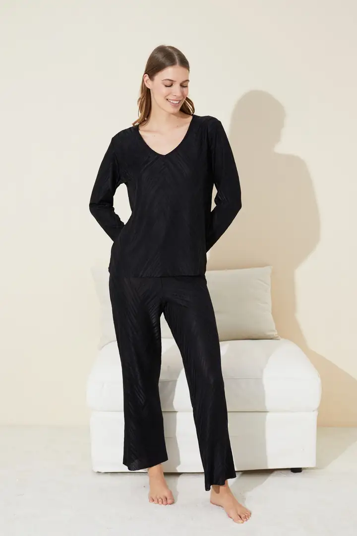 Piliseli Örme Pijama Takımı