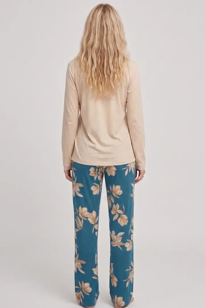 Dantelli Viskon Örme Pijama Takım 8021