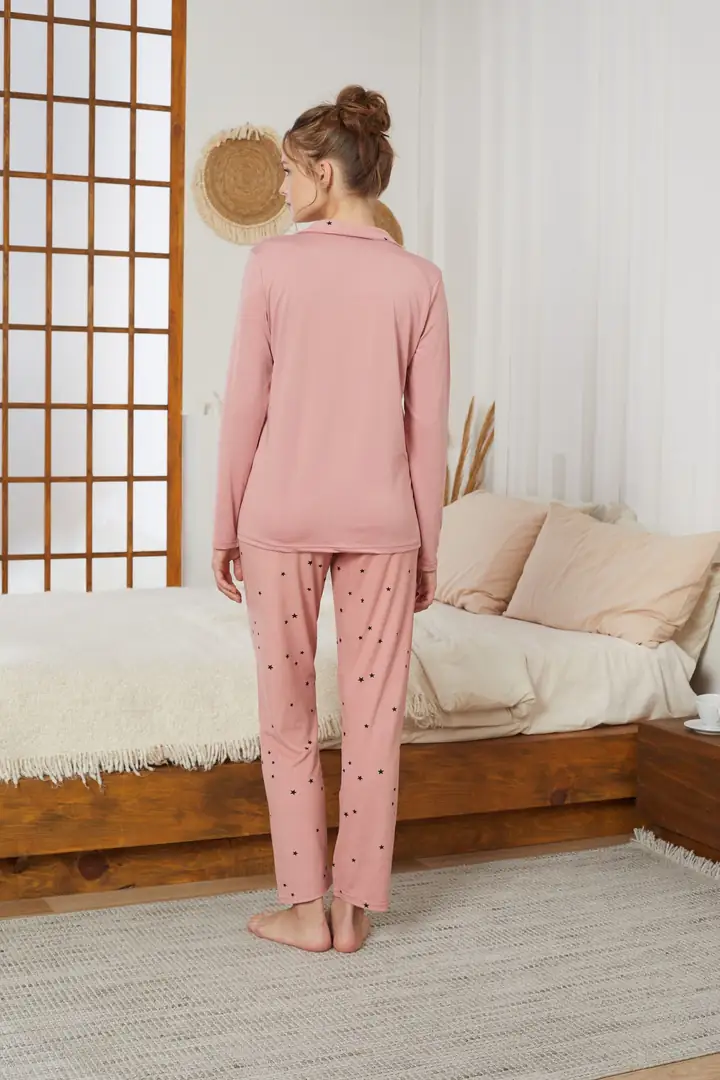 Gömlek Yaka Düğmeli Milan Örme Pijama Takım 25224006