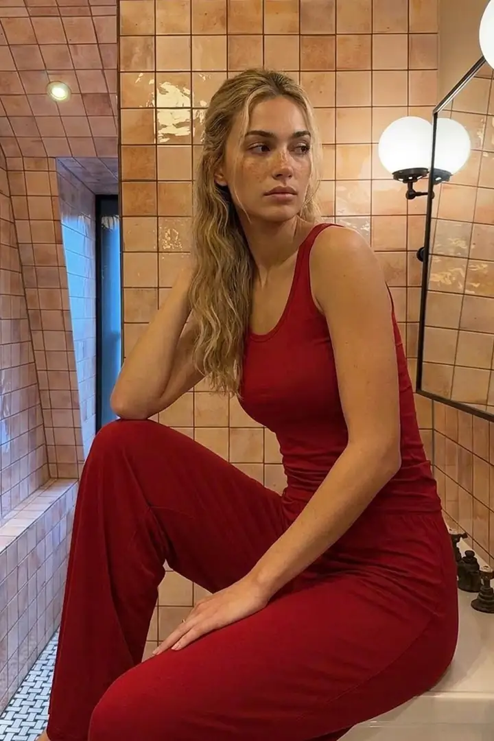Geniş Askılı Viskon Örme Pijama Takım 8012