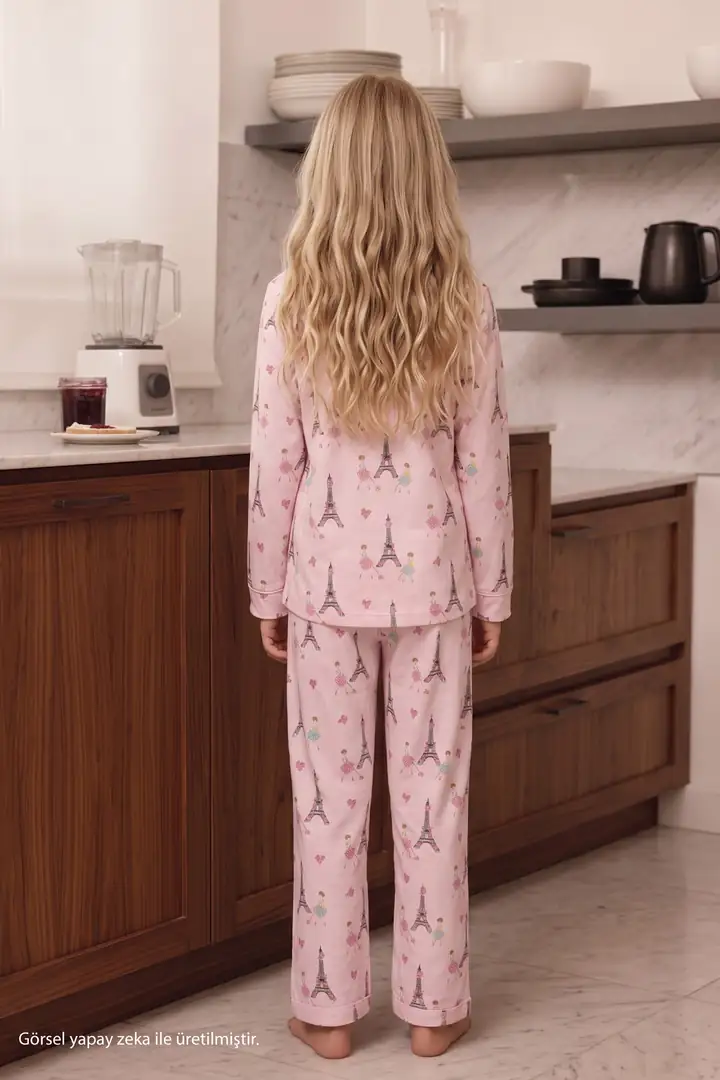 Pembe Desenli Termal Kumaşlı Ultra Soft Yumuşak Düğmeli Örme Pijama Takımı 26226826