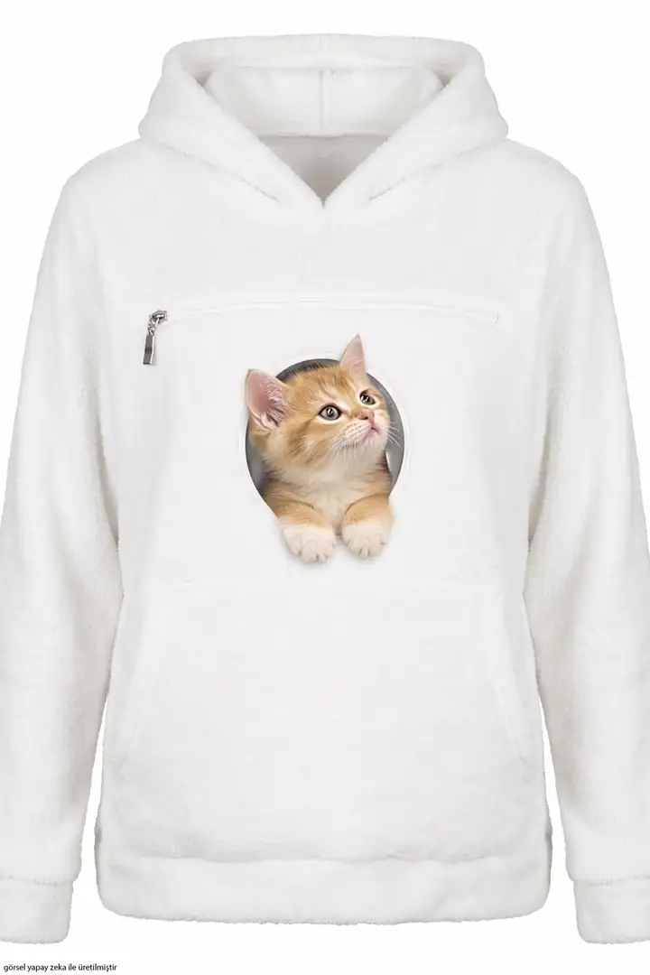 Pati Kucağı Cepli Sweatshirt Kanguru Keseli Fermuarlı Örme Wellsoft Taşıma Kıyafeti 8112