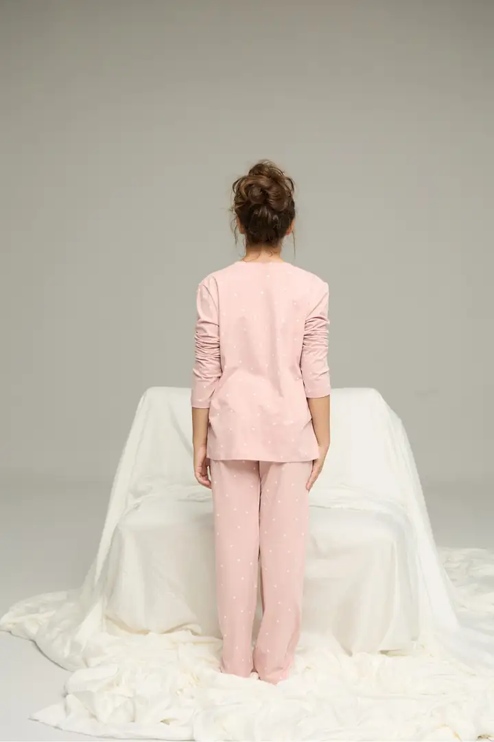 Pamuklu Bisiklet Yaka Örme Pijama Takım 25241143