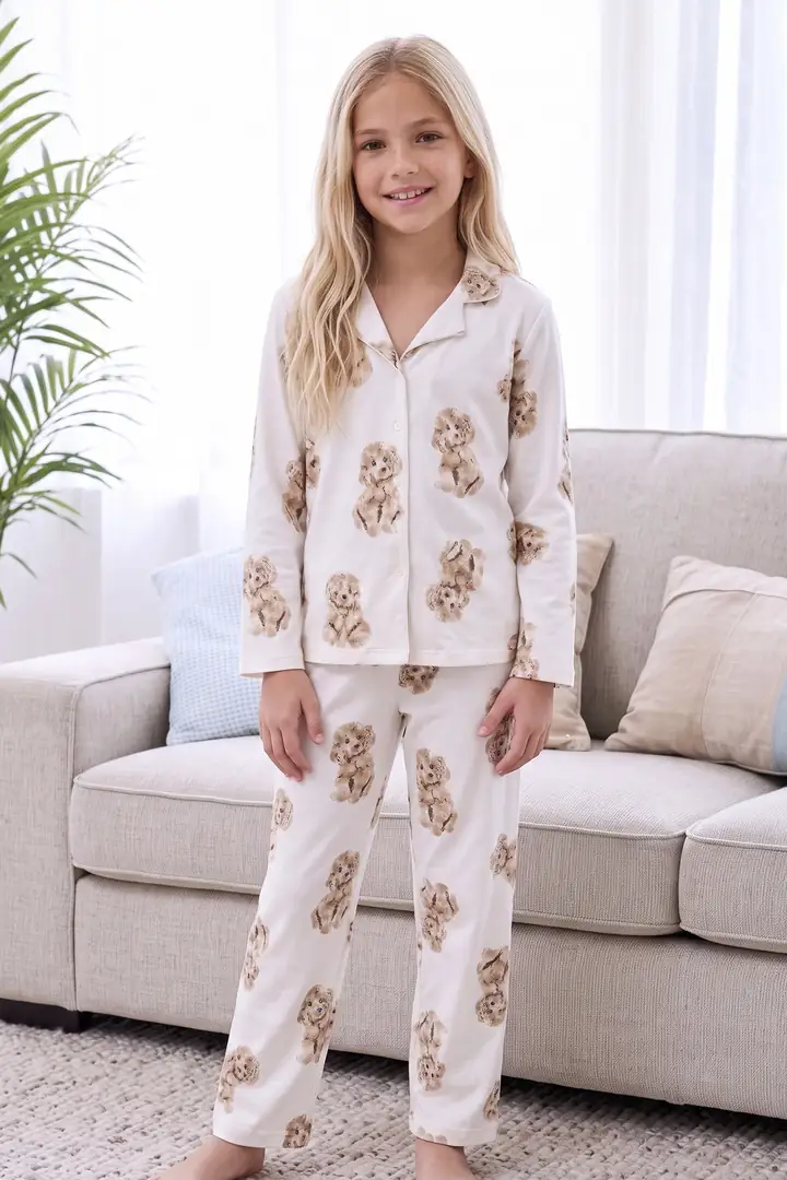 Desenli Termal Kumaşlı Ultra Soft Yumuşak Düğmeli Örme Pijama Takımı 26226814