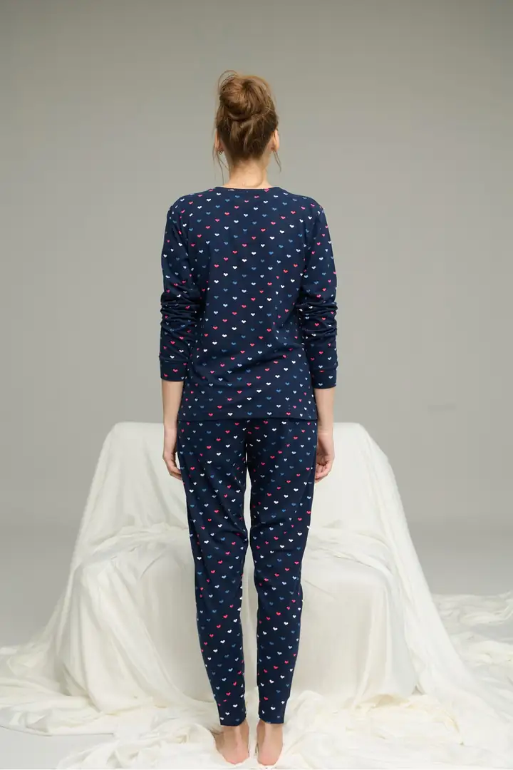 Pamuklu Bisiklet Yaka Örme Pijama Takım 25241145
