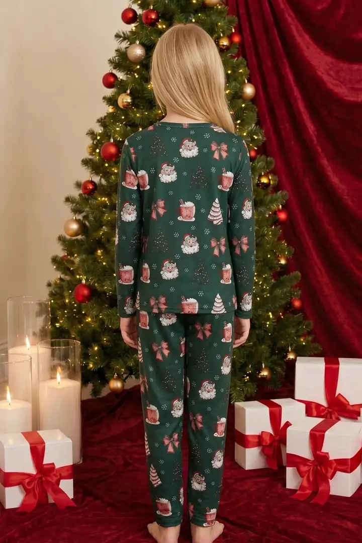 Yılbaşı Temalı Desenli Termal Kumaşlı Ultra Soft Yumuşak Örme Pijama Takımı 26226902