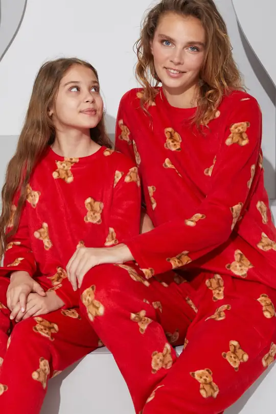 Alt-Üst Polar Pijama Takım 24223071 - Kırmızı