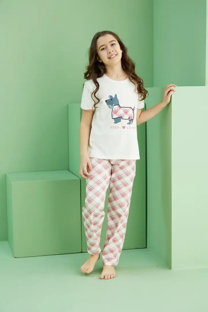 Pamuklu Bisiklet Yaka Örme Pijama Takım 25117086