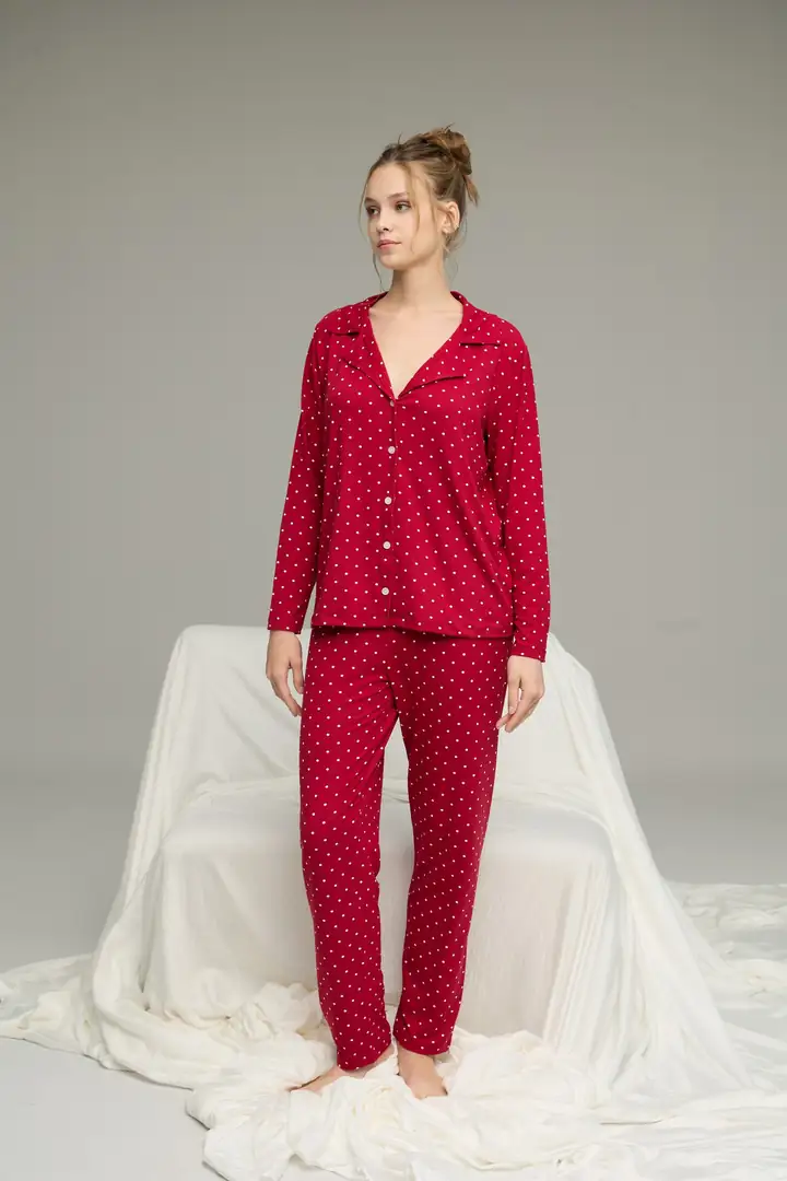 Gömlek Yaka Düğmeli Milan Örme Pijama Takım25224016