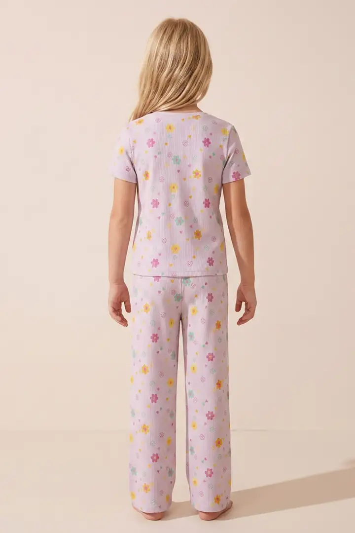 Pamuklu Fitilli Kaşkorse Örme Pijama Takım 26120402