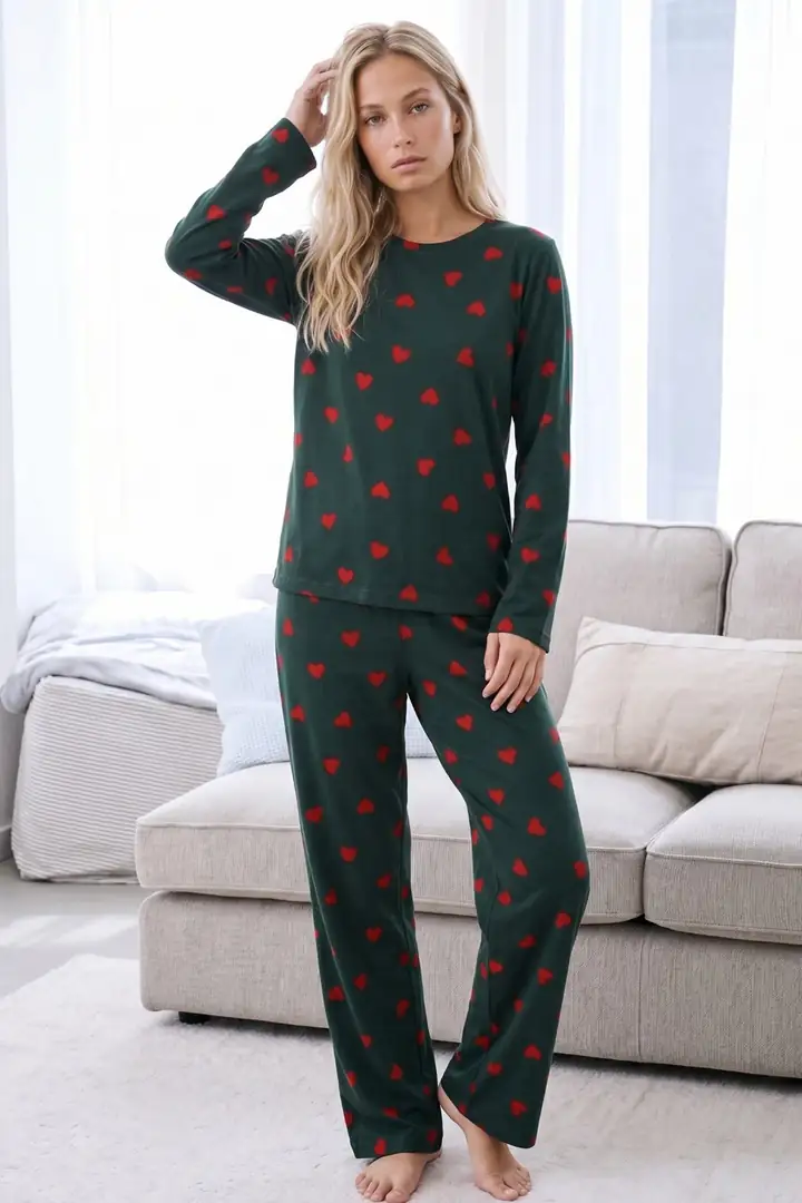 Desenli Termal Kumaşlı Ultra Soft Yumuşak Örme Pijama Takımı 26226305