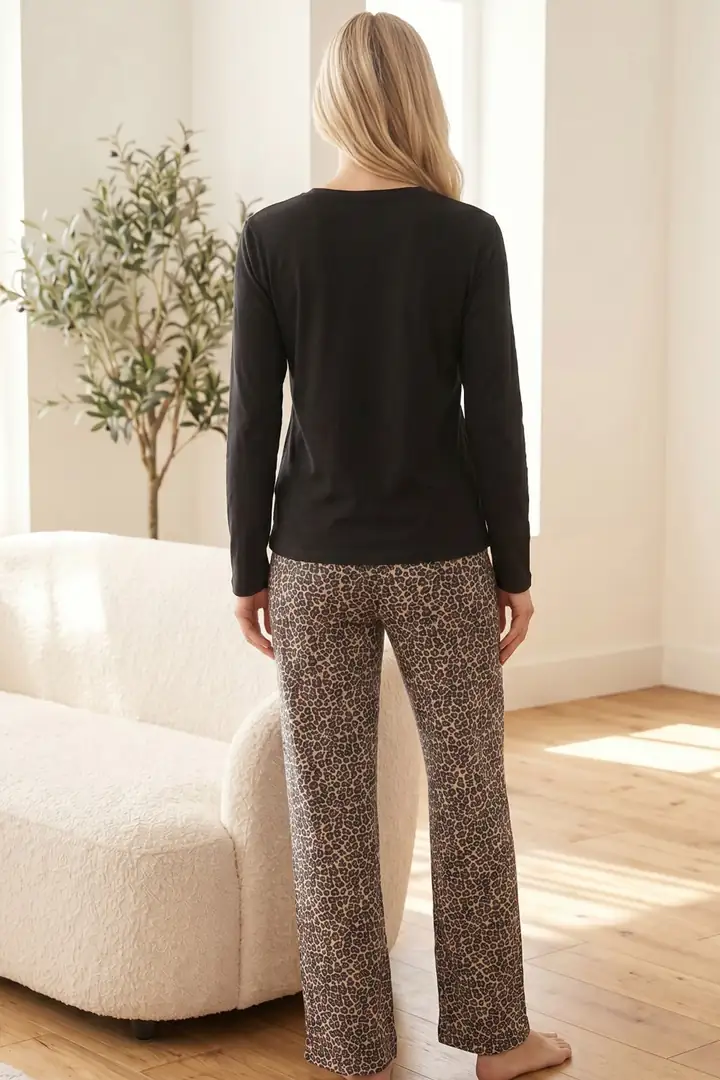 Nakışlı Pamuklu Likralı Örme Pijama Takım 26240298