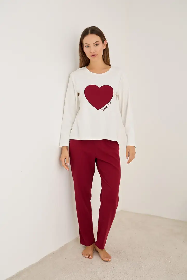Pamuklu Fitilli Kaşkorse Örme Pijama Takım 25226013