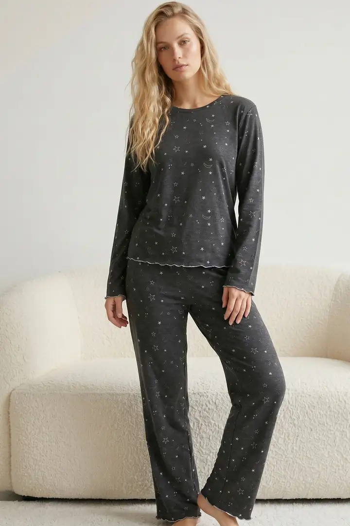 Likralı Örme Pijama Takım26240336
