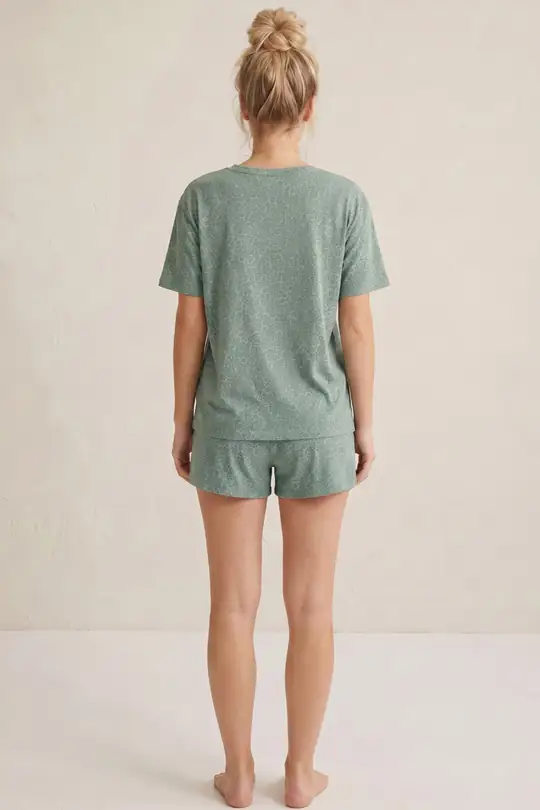 Örme Şortlu Pijama Takım 8056 - Çağla Yeşili