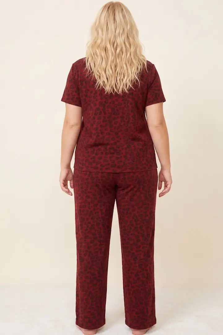 Büyük Beden Battal Boy Düğmeli Örme Pijama Takım 8016