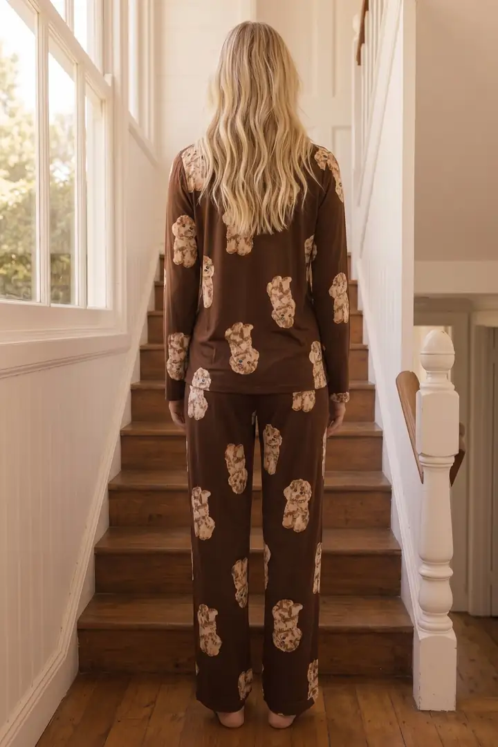 Desenli Termal Kumaşlı Ultra Soft Yumuşak Düğmeli Örme Pijama Takımı 26226805