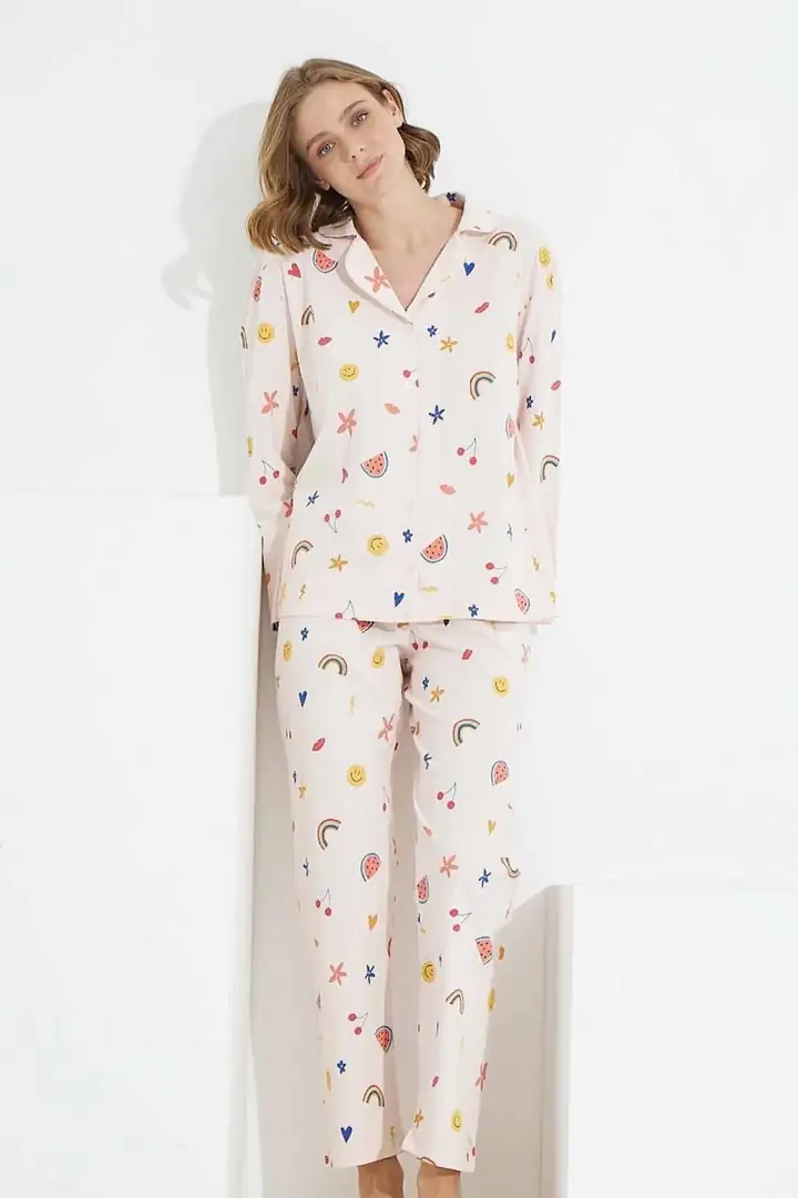 Örme Düğmeli Pijama Takımı 7605