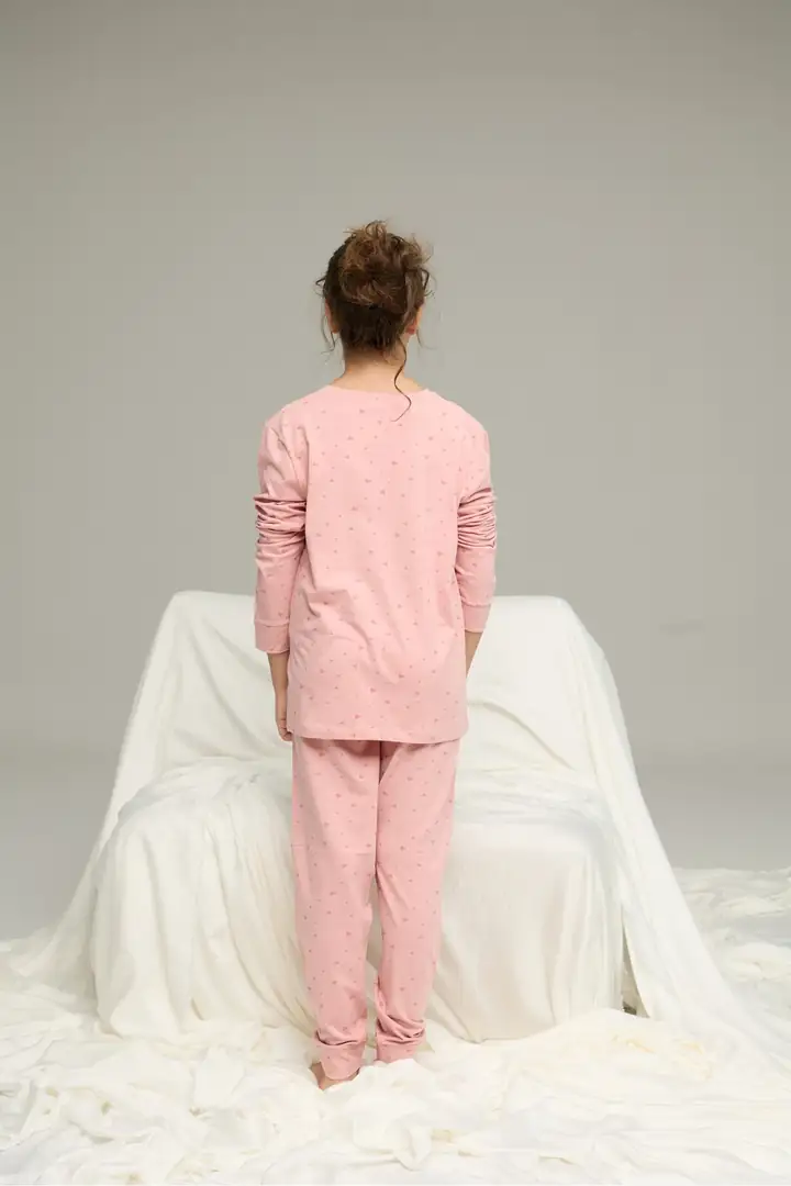 Pamuklu Bisiklet Yaka Örme Pijama Takım 25241123
