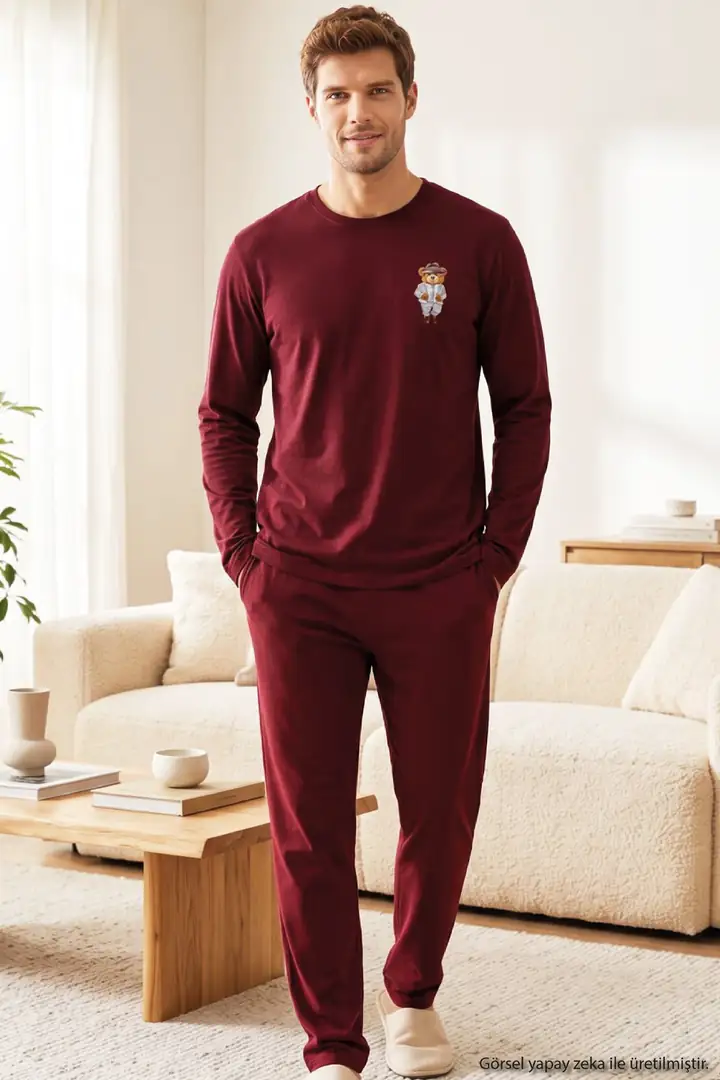 Baskılı Pamuklu Likralı Örme Pijama Takım 26241803
