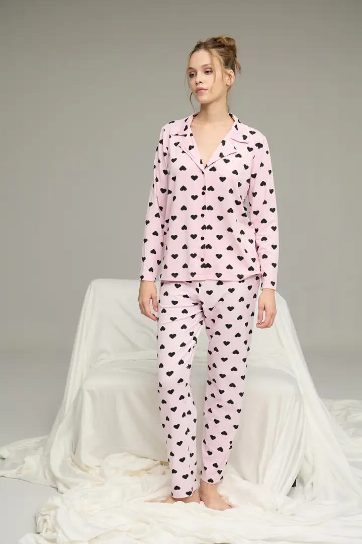 Gömlek Yaka Düğmeli Milan Örme Pijama Takım 25224023
