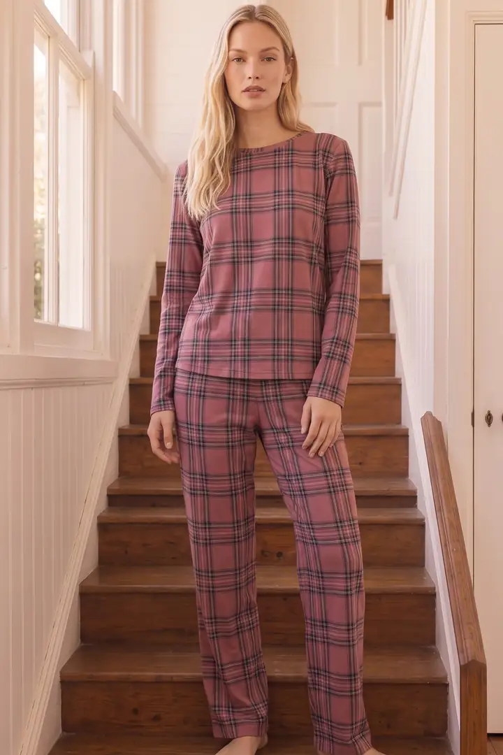 Desenli Termal Kumaşlı Ultra Soft Yumuşak Örme Pijama Takımı 26226320