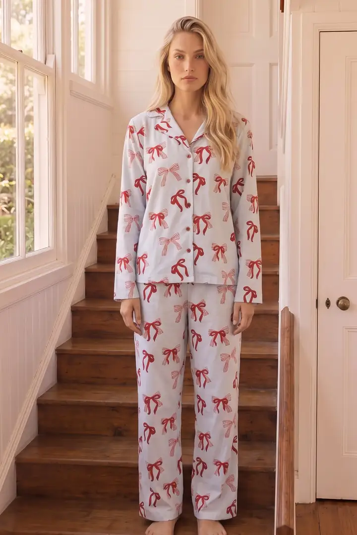 Desenli Termal Kumaşlı Ultra Soft Yumuşak Düğmeli Örme Pijama Takımı 26226118