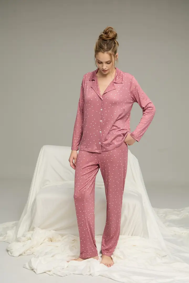 Gömlek Yaka Düğmeli Milan Örme Pijama Takım25224036