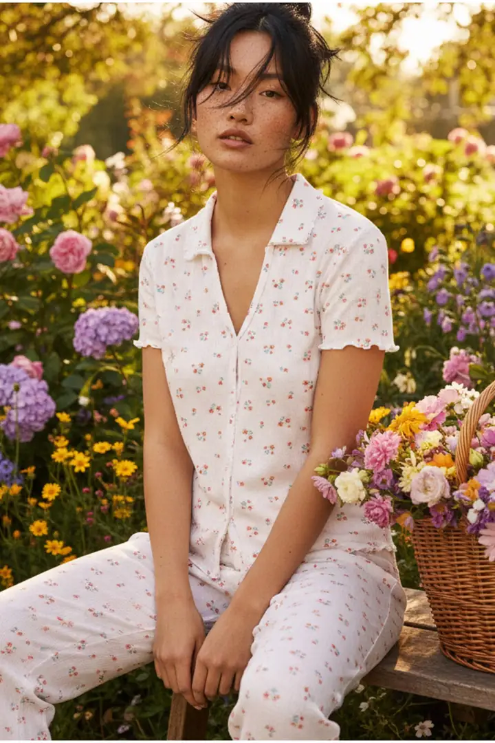 Yakalı Düğmeli Fitilli Kaşkorse Örme Pijama Takım 26120501