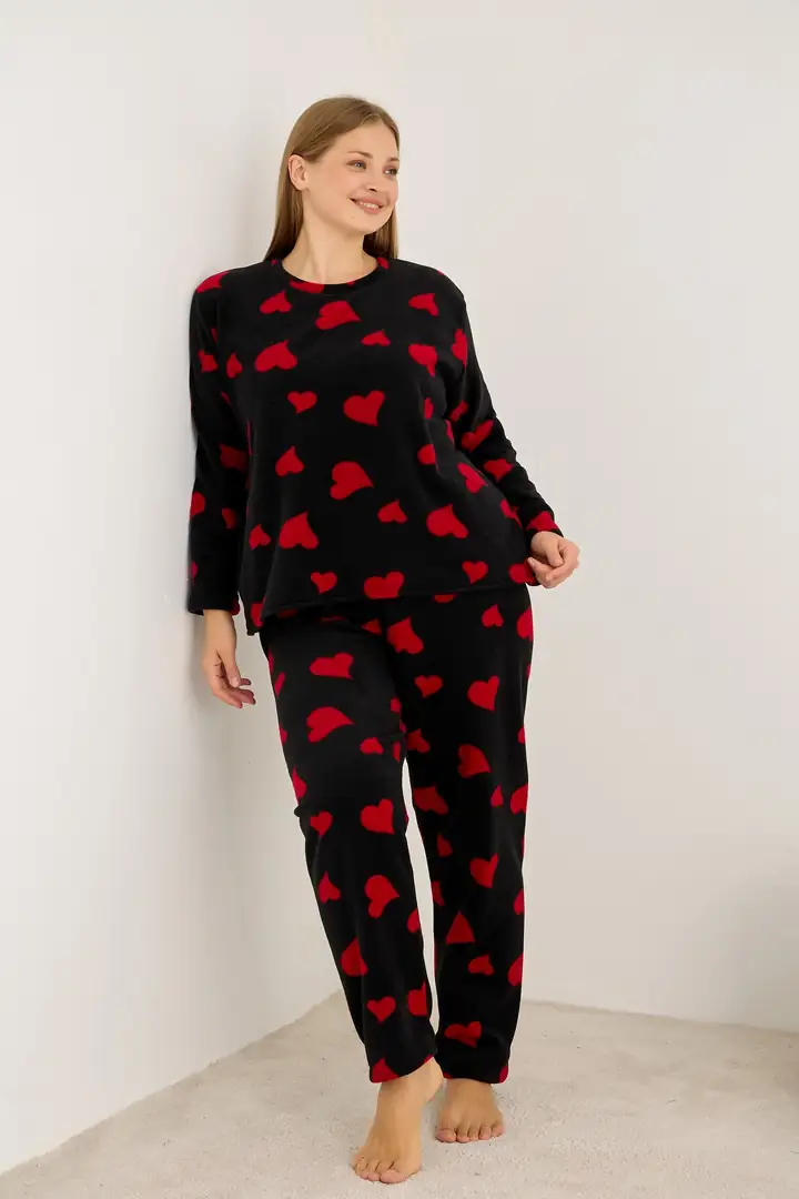 Büyük Beden Polar Kışlık Örme Pijama Takım 25222566