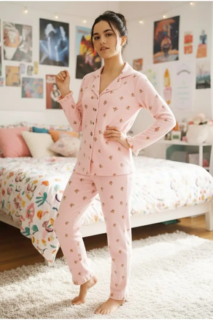 Bürümcük-Krınkıl Uzun Kollu Düğmeli Pijama Takım 7931
