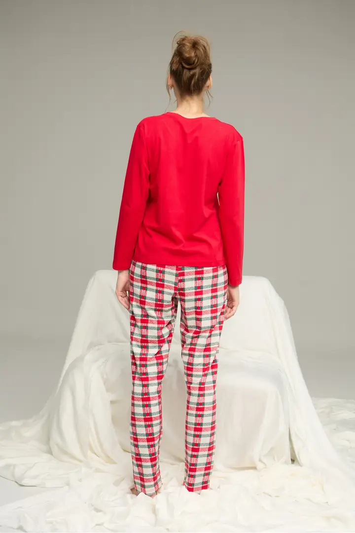 Pamuklu Bisiklet Yaka Örme Pijama Takım 25241129