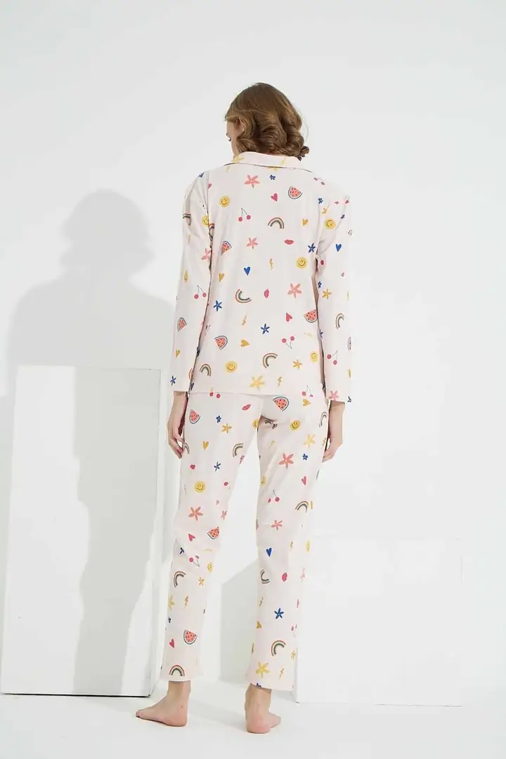 Örme Düğmeli Pijama Takımı 7605