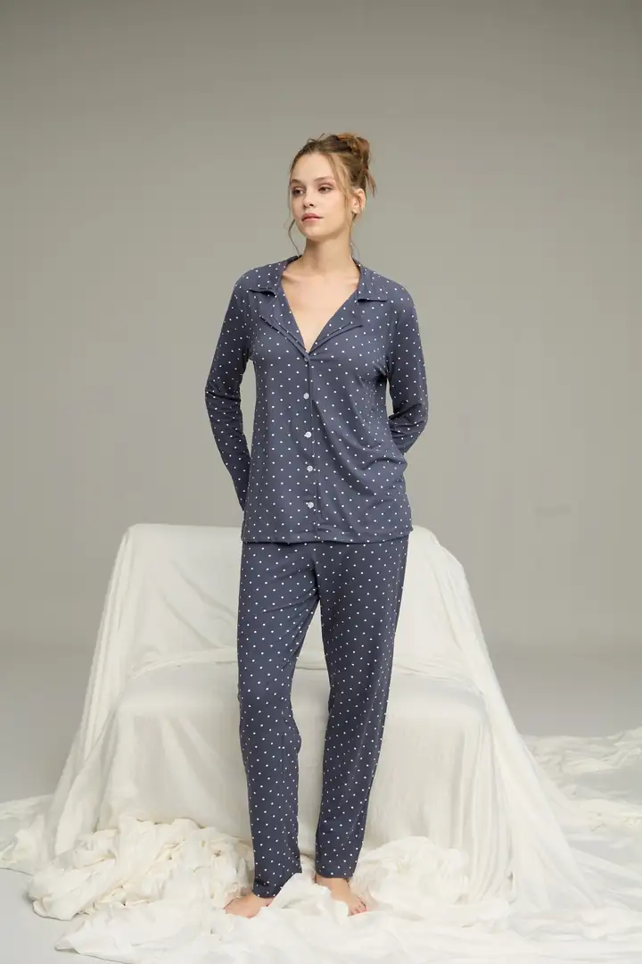 Gömlek Yaka Düğmeli Milan Örme Pijama Takım25224033