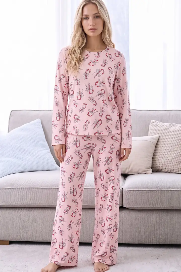 Desenli Termal Kumaşlı Ultra Soft Yumuşak Örme Pijama Takımı 26226916