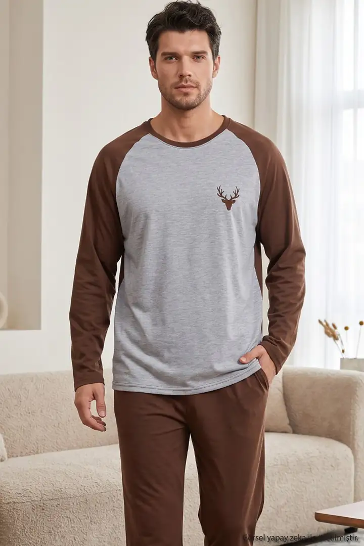 Nakışlı Pamuklu Likralı Örme Pijama Takım 26241802