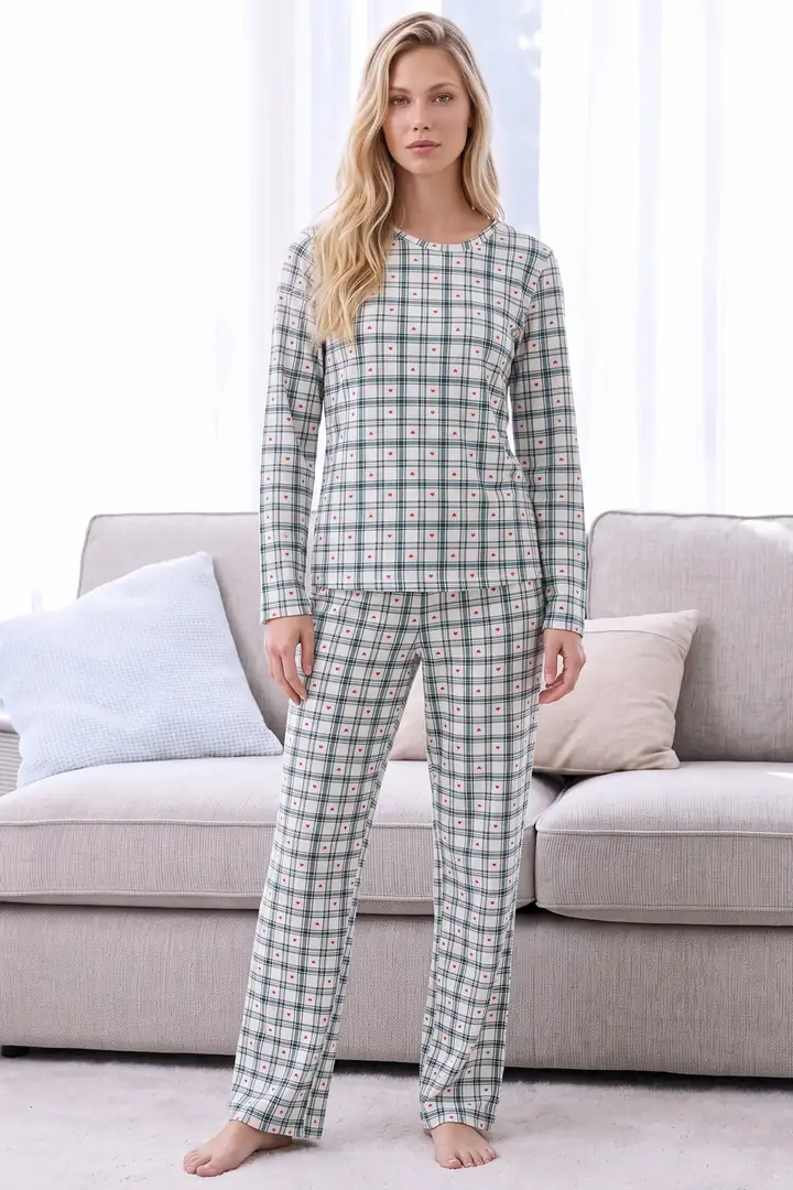 Desenli Termal Kumaşlı Ultra Soft Yumuşak Örme Pijama Takımı 26226921