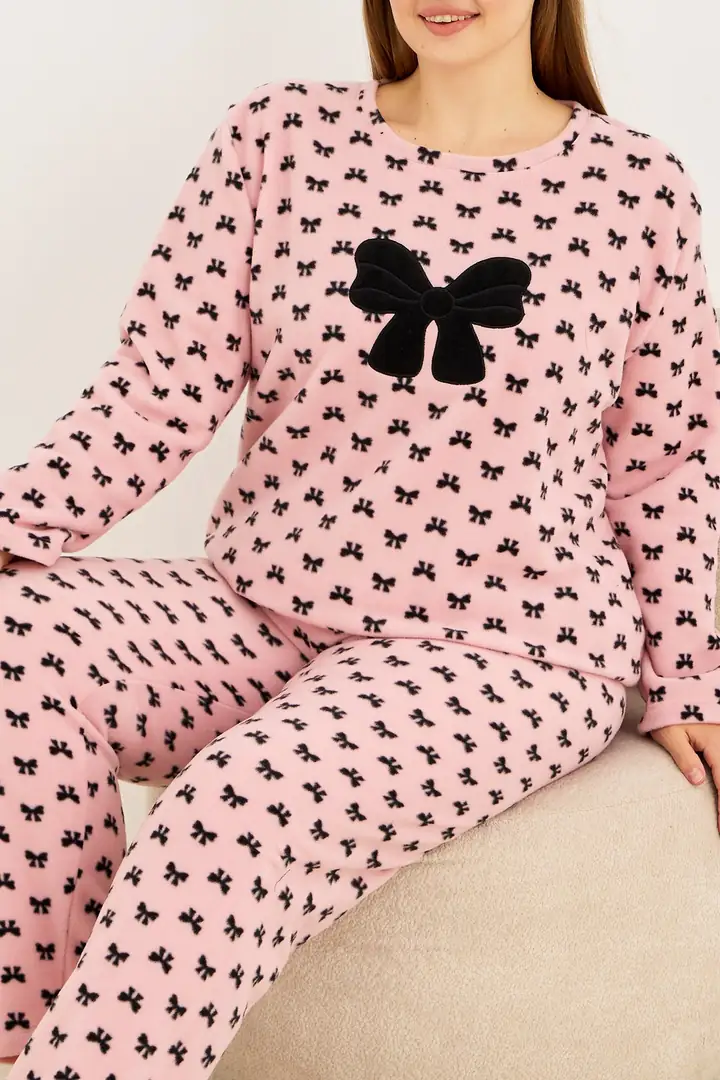 Beden Polar Kışlık Örme Pijama Takım