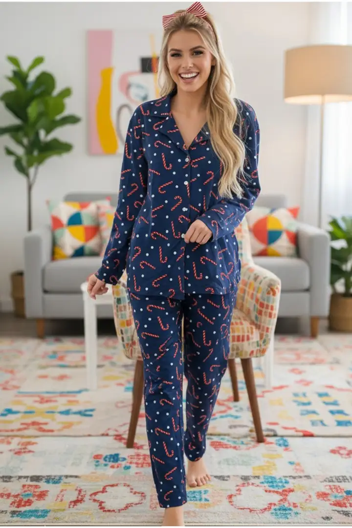 Örme Düğmeli Pijama Takımı