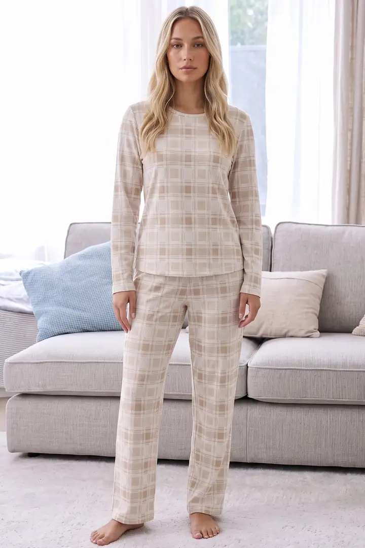 Desenli Termal Kumaşlı Ultra Soft Yumuşak Örme Pijama Takımı 26226317