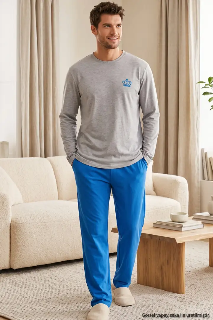 Nakışlı Pamuklu Likralı Örme Pijama Takım 26241801