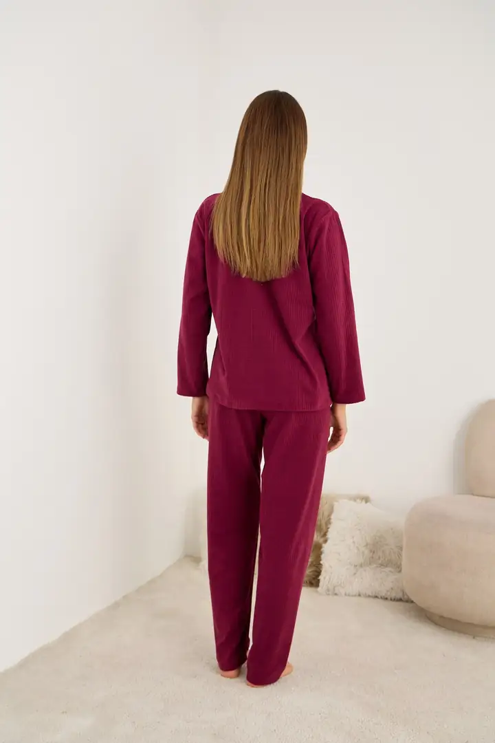 Kışlık Waffle Örme Kumaşlı Pijama Takım